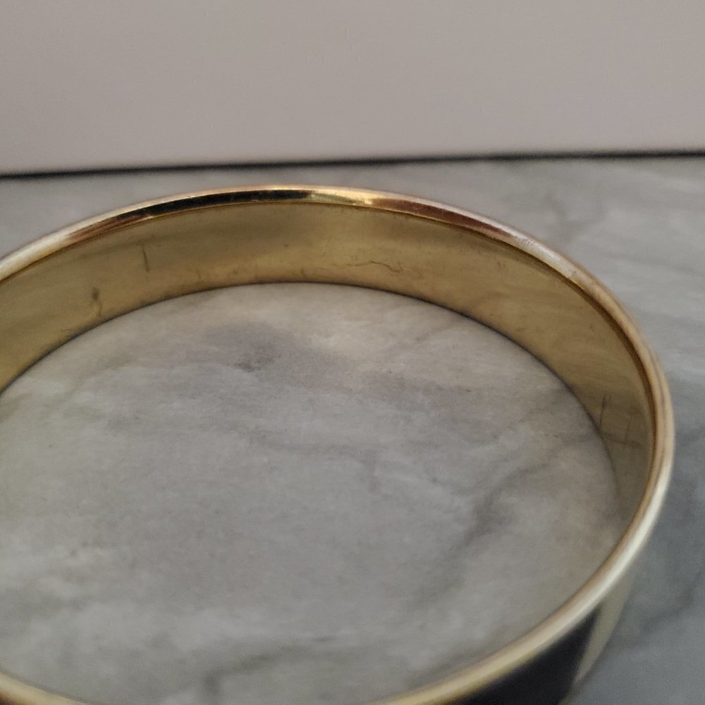 💕 Vintage 90s 1990s J.Crew Black Cream Striped Enamel Bangle Bracelet 💕 - Picture 9 of 12